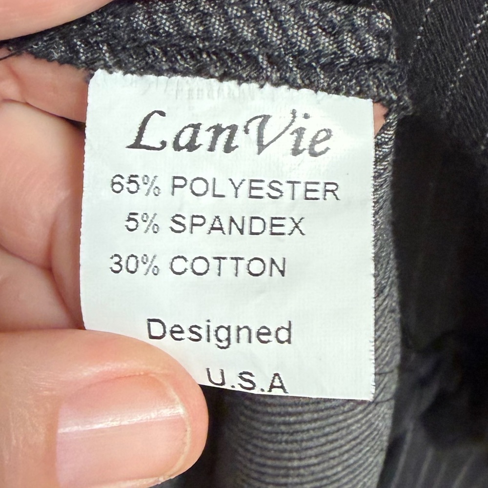 Vintage LanVie Black Pinstripe Hooded Lightweight Black Red Jacket Pinstripe 6 - Picture 15 of 16